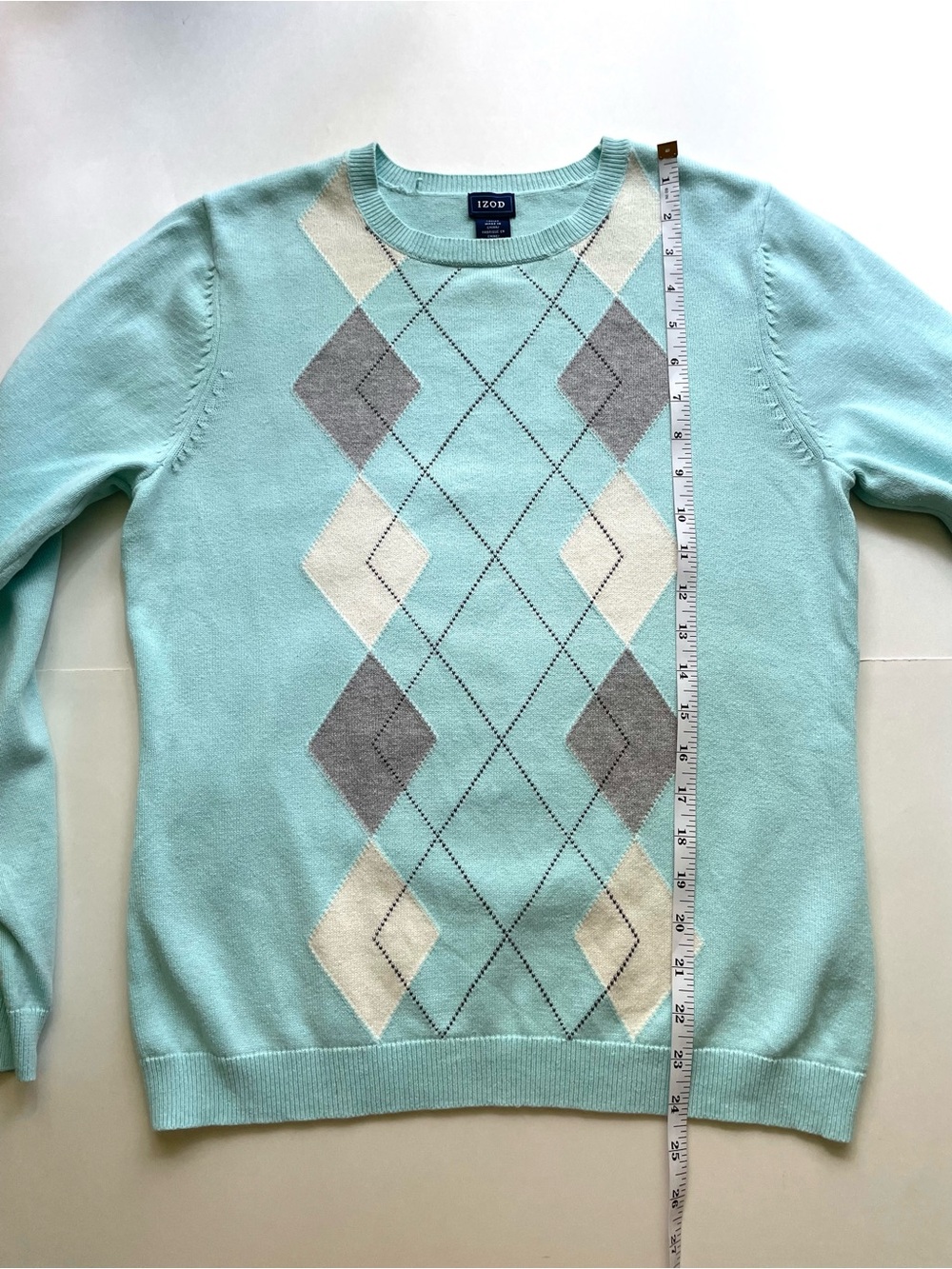 IZOD Argyle 100% Cotton Crewneck Sweater - Picture 7 of 8